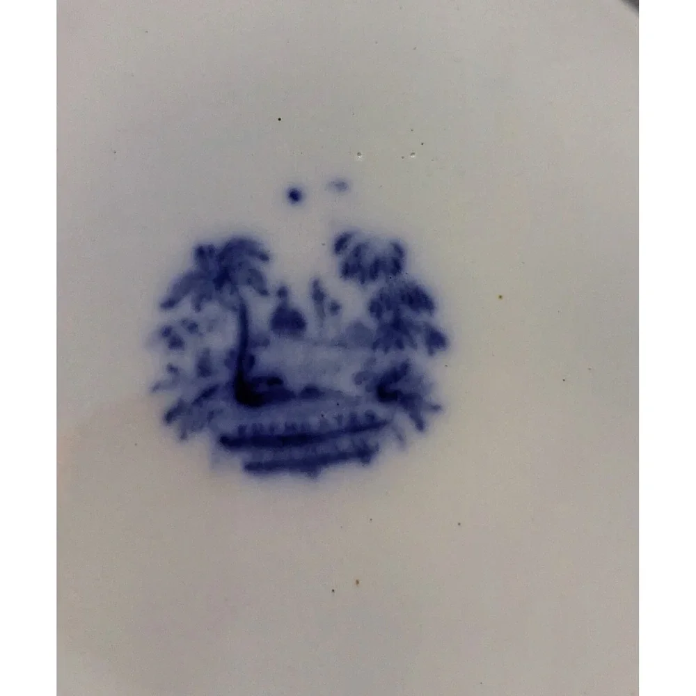 Set of 5 Antique W Adams & Sons Euphrates Flow Blue Ironstone Plates England